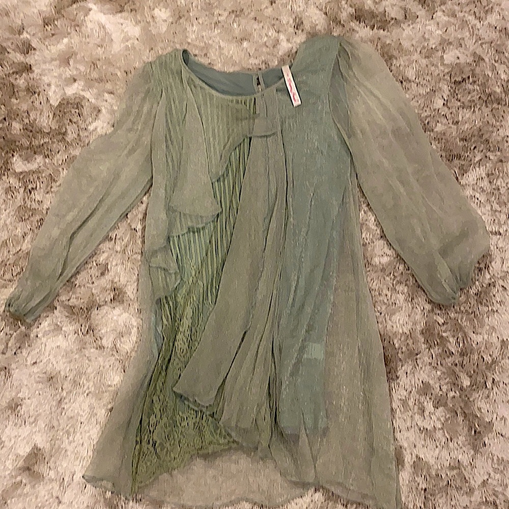 Pretty Angel Green Textured Silk Tunic